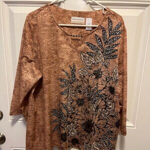 Alfred Dunner Floral Print Top  1X